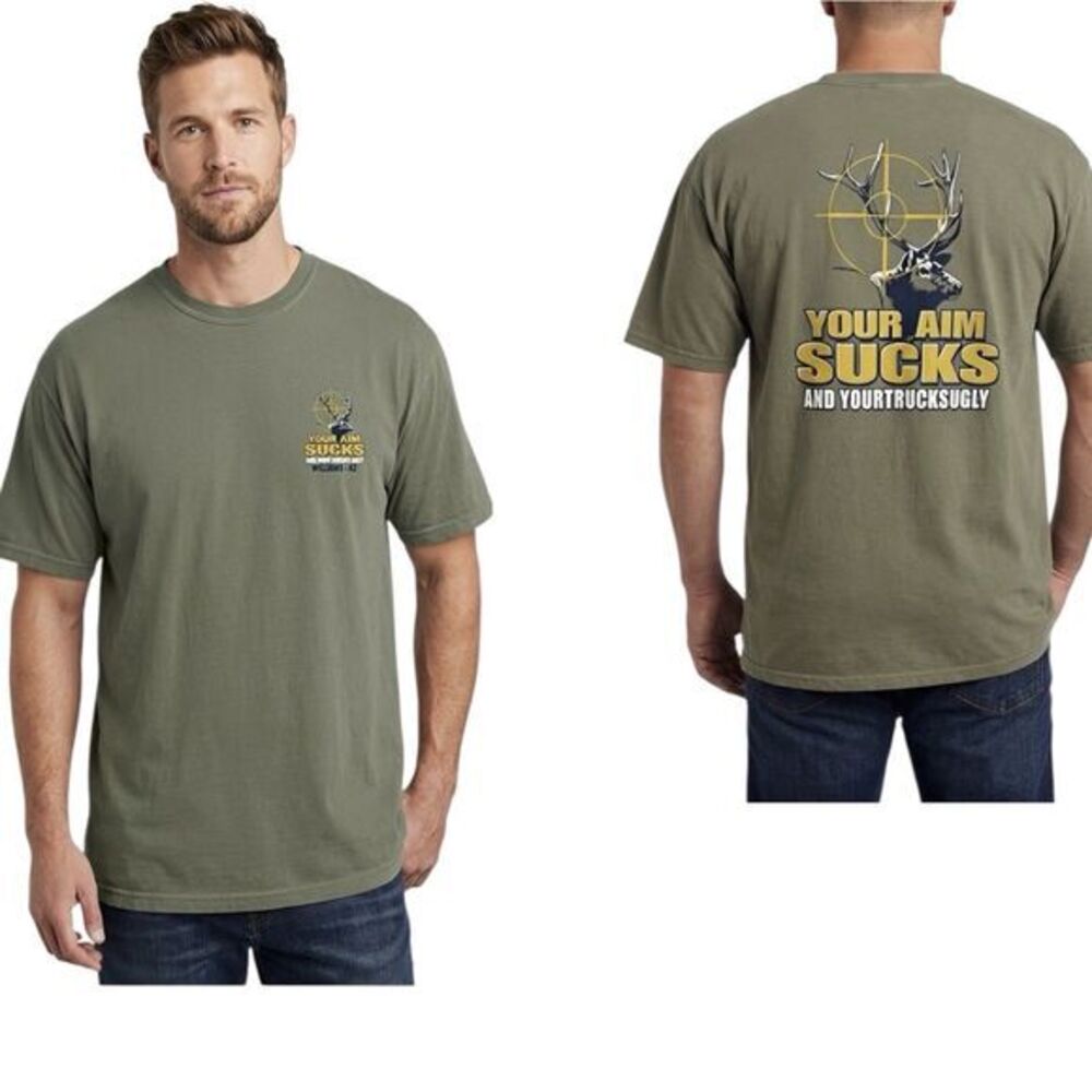 Comfort Colors Mens T Shirt Graphic Print 2XL Green Laid Back USA Short Sleeve